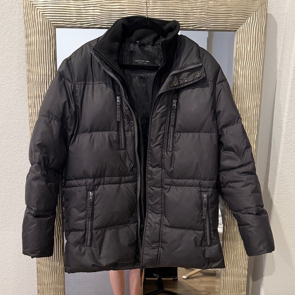 MARC NEW YORK ANDREW MARC BLACK GOOSE DOWN ZIPPER FRONT WINTER COAT JACKET